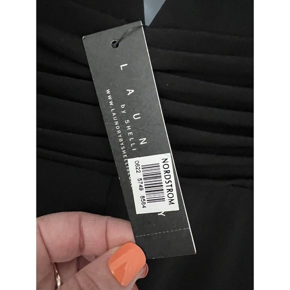 Laundry by Shelli Segal Nordstrom Dress V Neck Plunging Black Size 6 Dressy New - Picture 6 of 8